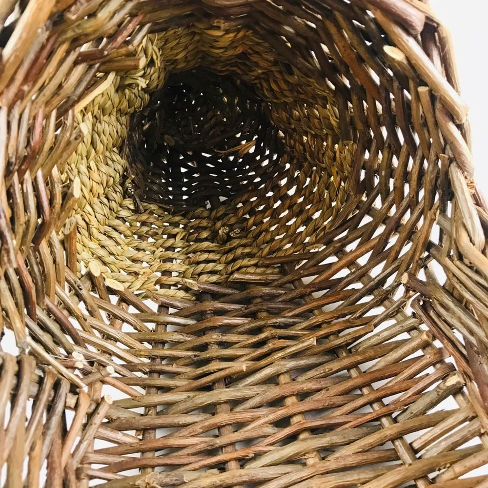 Vintage Woven Wicker Wall Pocket Sconce Basket Hanging Planter